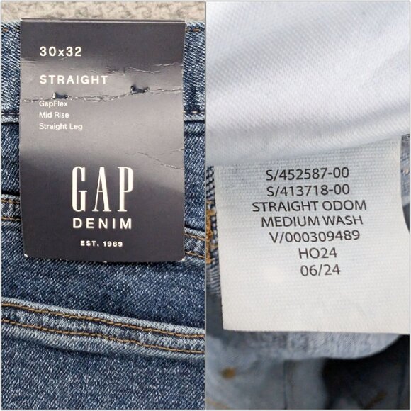GAP GapFlex Straight Jeans Mens Blue Odom Medium Wash Denim Size 30x32 - Picture 6 of 10